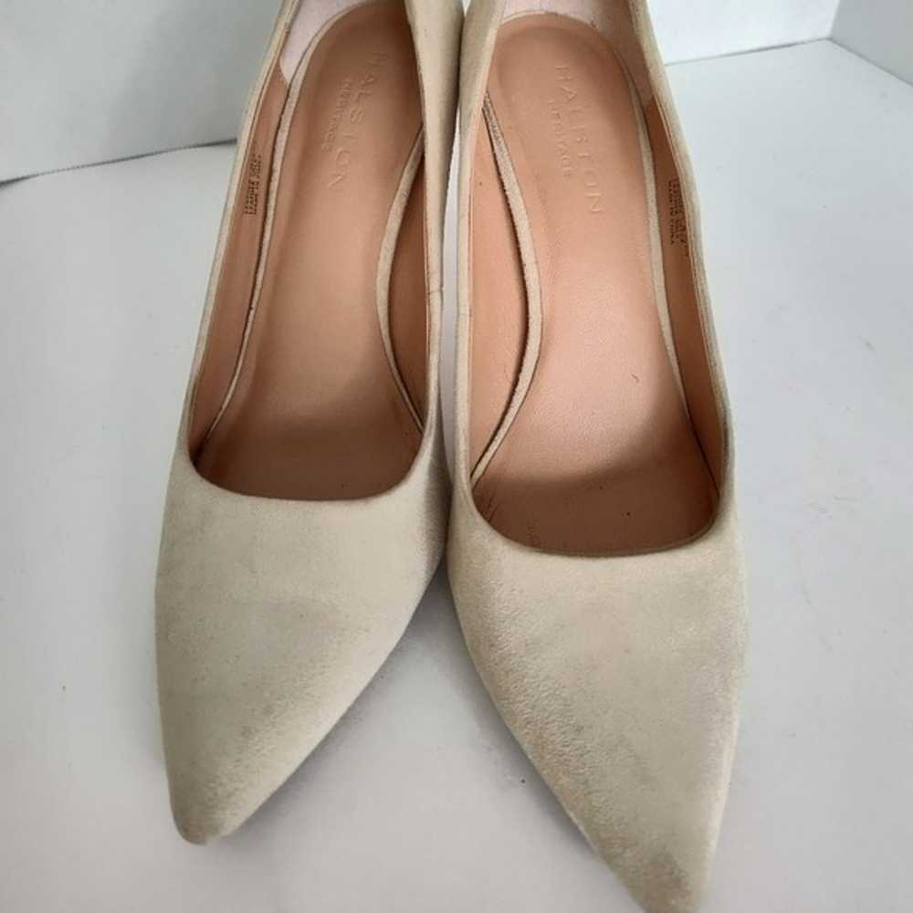 Halston heritage Courtney nude suede heels 8.5 - image 3