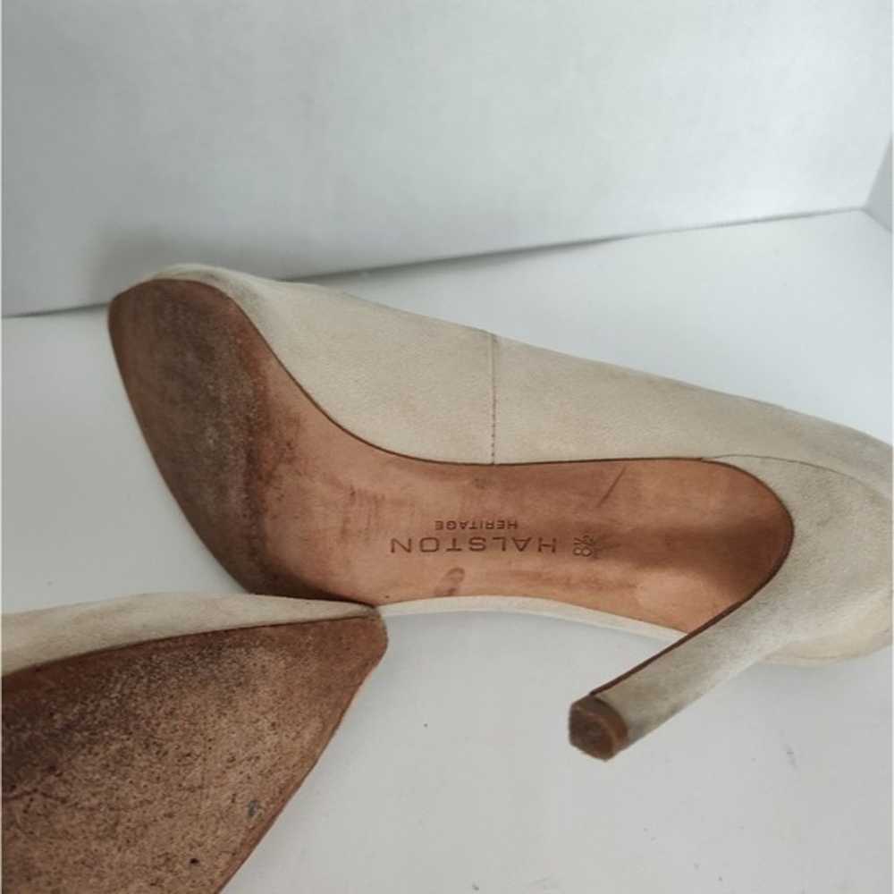 Halston heritage Courtney nude suede heels 8.5 - image 8