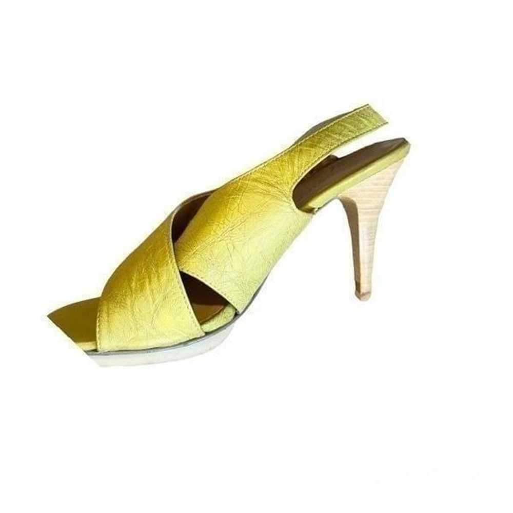 Donald J. Pliner Yellow Cross Heels Sz 7.5 - image 2