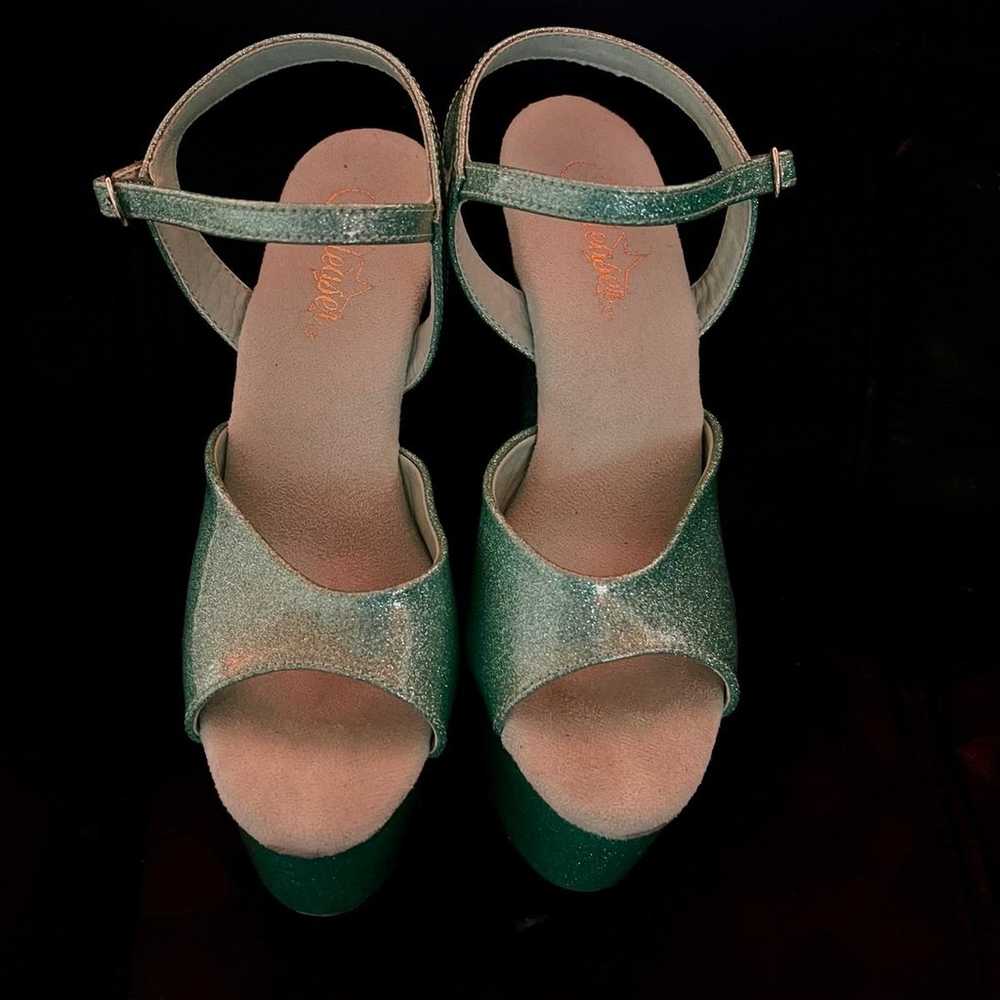 Aqua Glitter Pleaser Heel - image 4