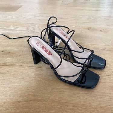 Misspap Strappy Tie Up Heels in Black