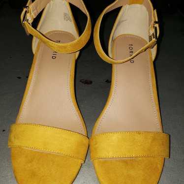 Torrid double strapped mustard suede tapered heel… - image 1