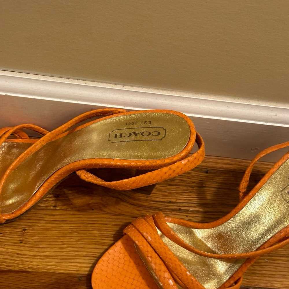 Orange heels, never worn genuine leather - image 5