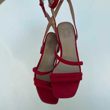 Stuart Weitzman Red Strappy Block Heels Size 6.5