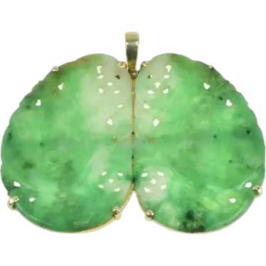 14K Victorian Carved Jade Floral Swirl Statement P