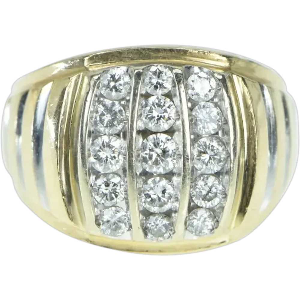 14K 1.00 Ctw Diamond Squared Vintage Men's Ring S… - image 1