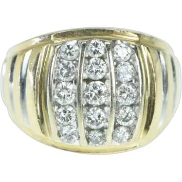 14K 1.00 Ctw Diamond Squared Vintage Men's Ring S… - image 1