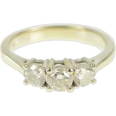 14K 0.50 Ctw Three Diamond Engagement Ring Size 4… - image 1