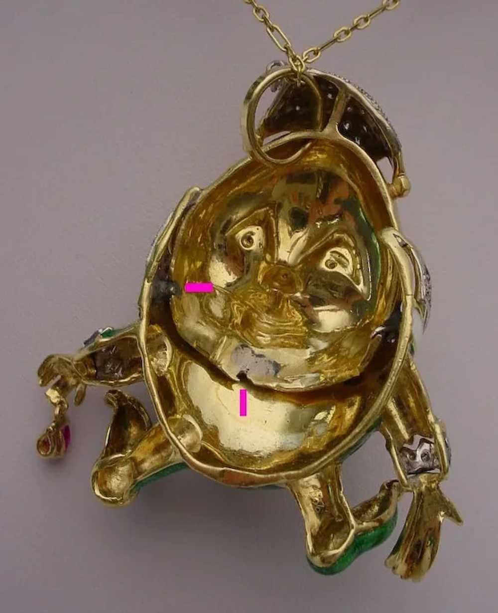 18Karat Humpty Dumpty Jeweled Enamel  Pendant - image 7