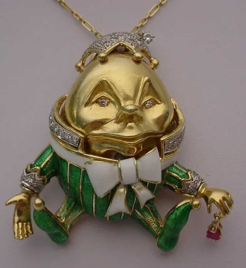 18Karat Humpty Dumpty Jeweled Enamel  Pendant - image 8