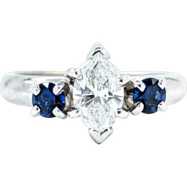 Marquise Cut Diamond & Sapphire Three-Stone Engage