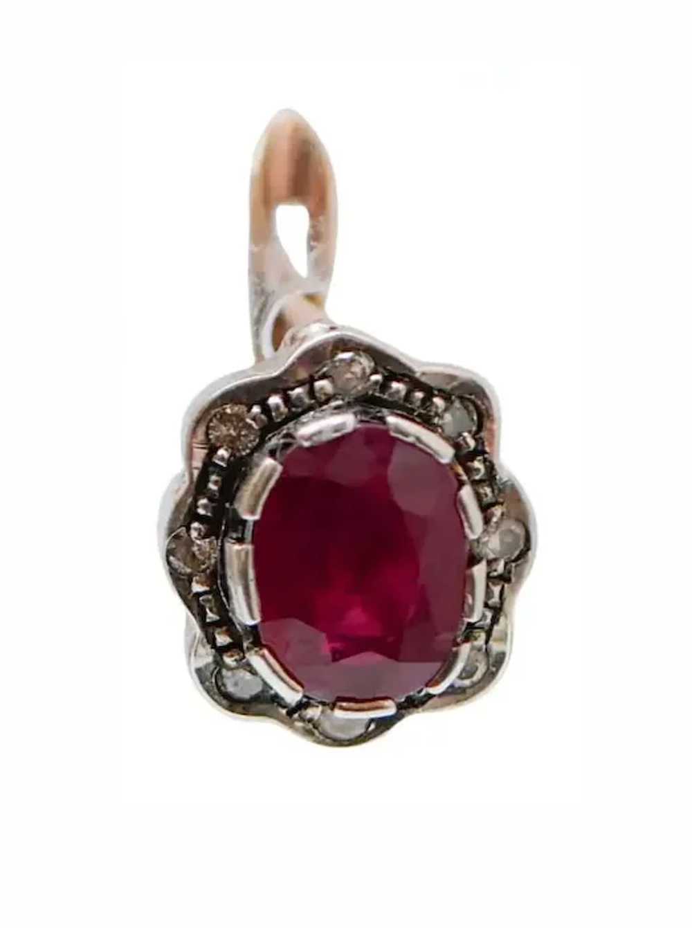 Rubies, Diamonds, 9 Kt Rose Gold, Gold Plated Sil… - image 2