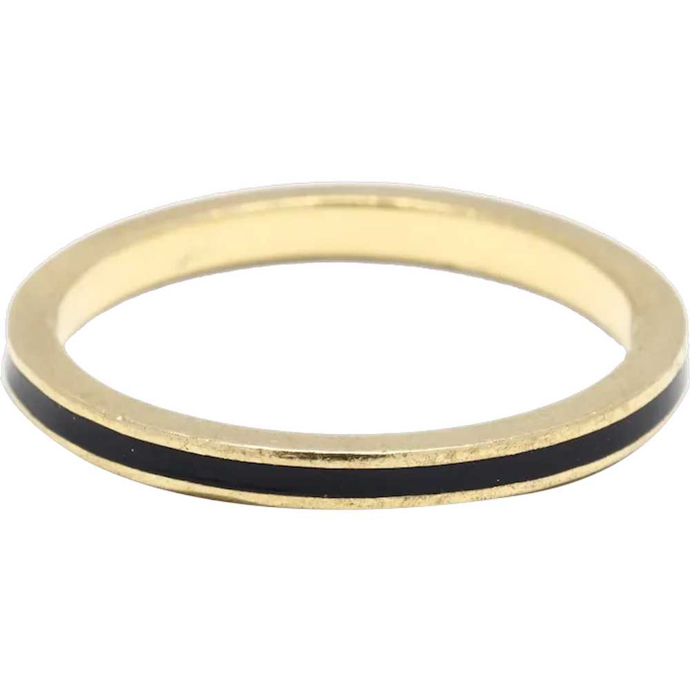 Hidalgo Thin Band Ring, Black Enamel and 18k Yell… - image 1