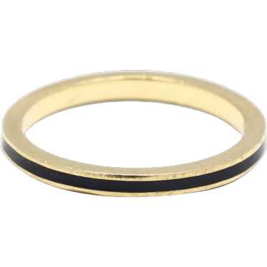 Hidalgo Thin Band Ring, Black Enamel and 18k Yell… - image 1