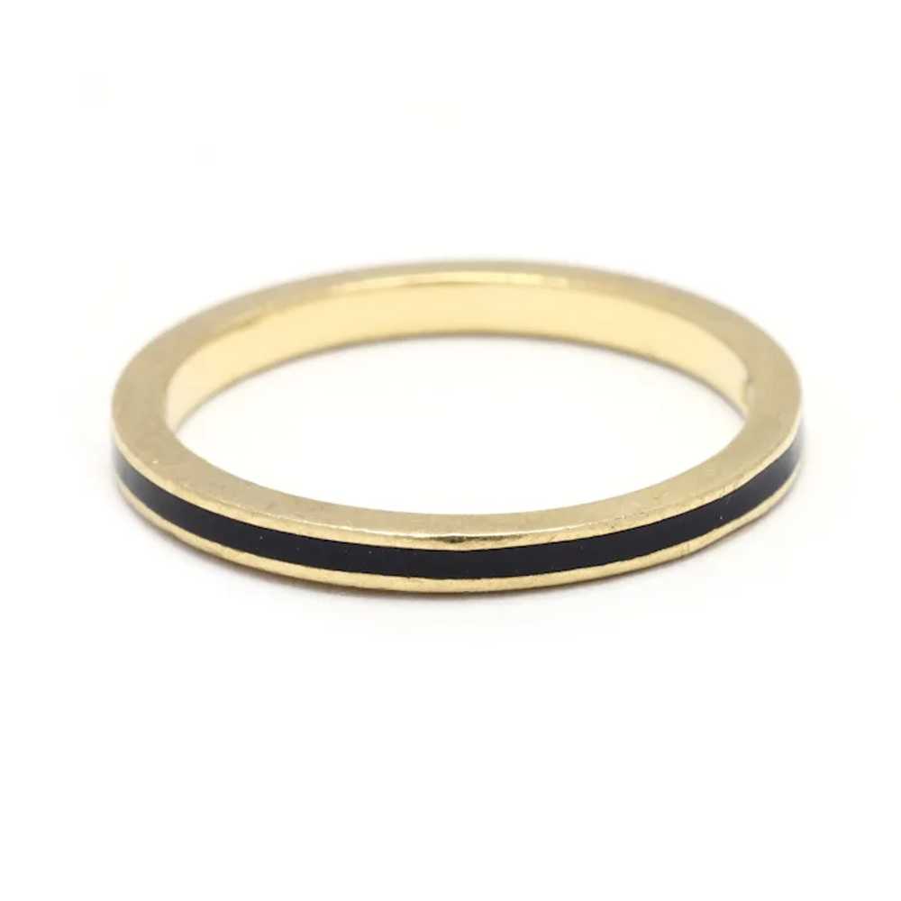 Hidalgo Thin Band Ring, Black Enamel and 18k Yell… - image 2