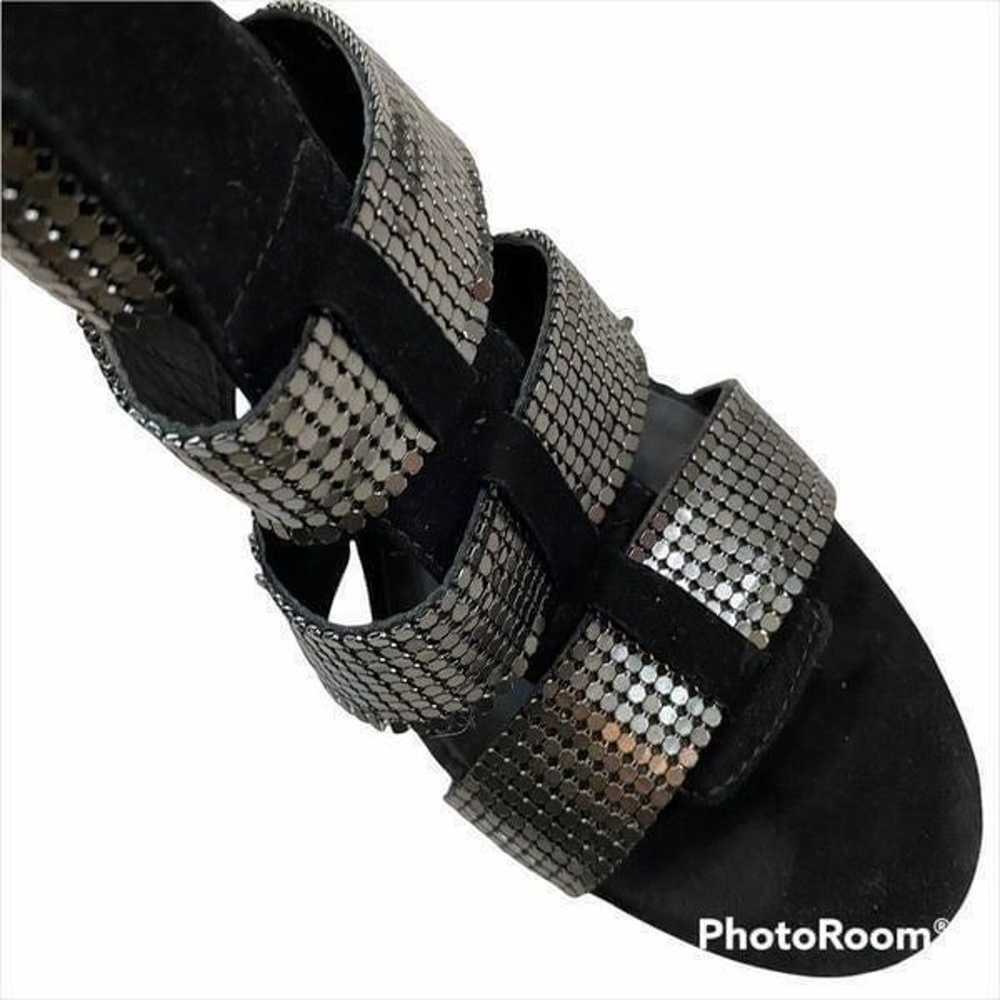 Elizabeth and James Black Suede and Metal Wedges … - image 7