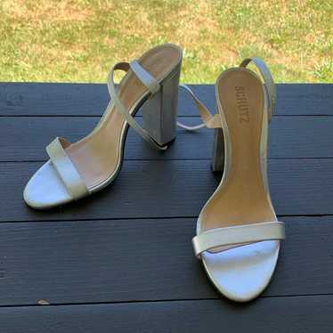 Schutz Silver Block Heels with Straps Size 9. Hee… - image 1