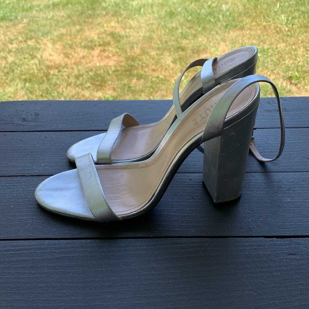 Schutz Silver Block Heels with Straps Size 9. Hee… - image 2