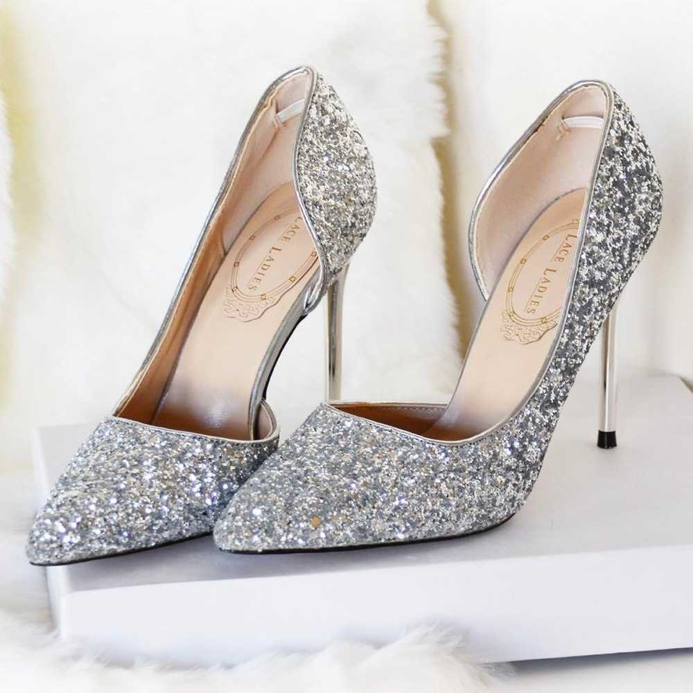 Silver stiletto heels. - image 1