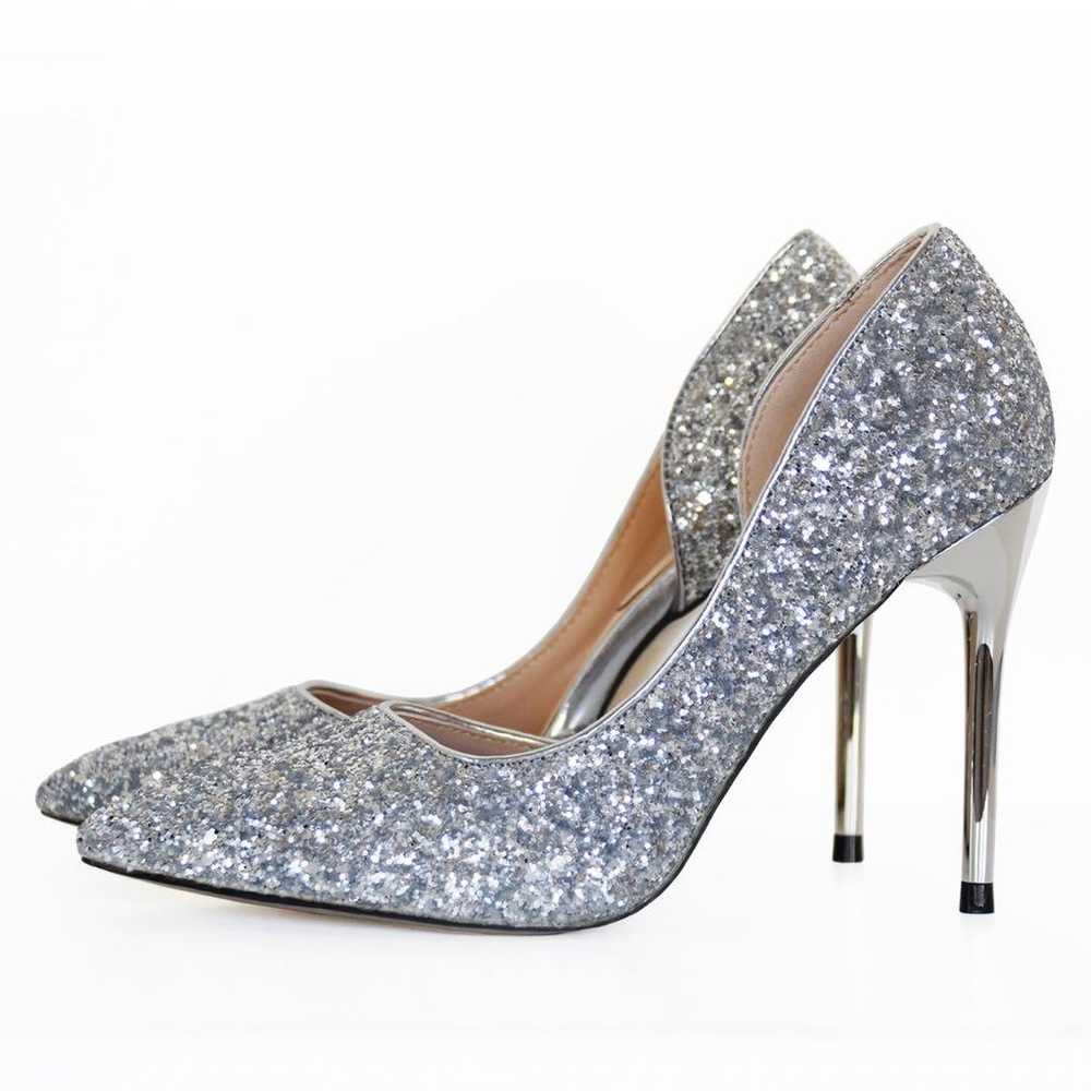 Silver stiletto heels. - image 3