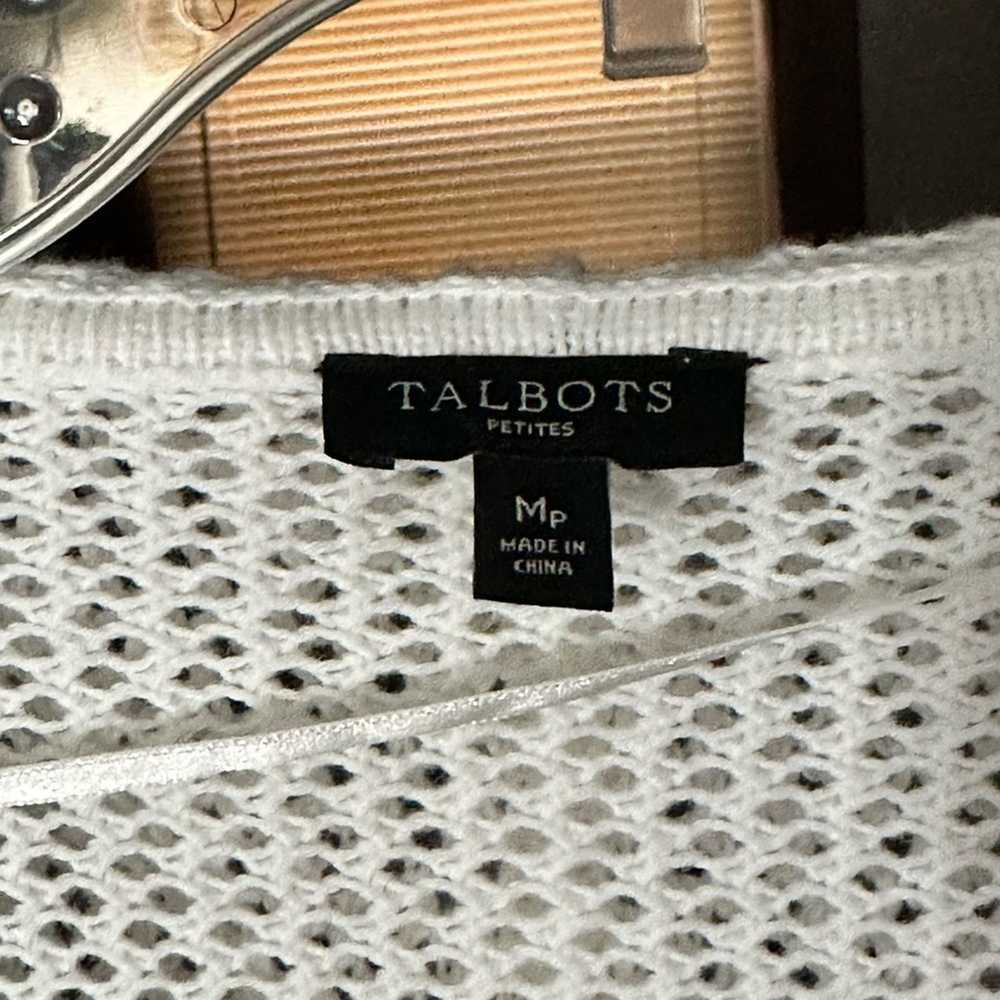 Brand Talbots White Soft Mesh Cotton Open Long Sl… - image 4