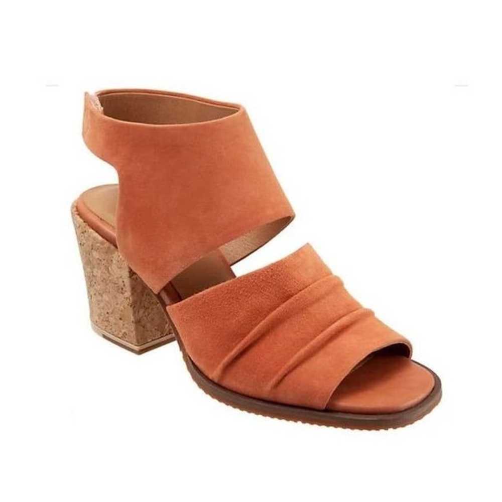 Sava Block Heel Suede Sandals in Becca Orange Sz … - image 1