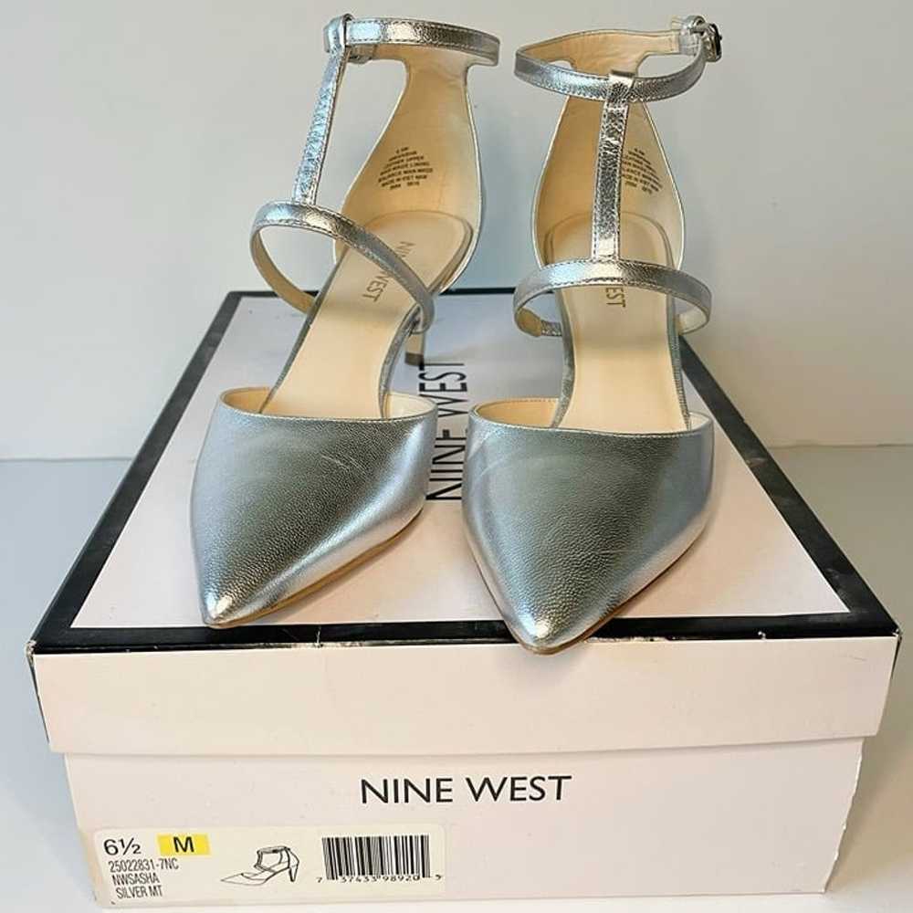 Nine West Stiletto Pumps with Ankle Strap | Silve… - image 2