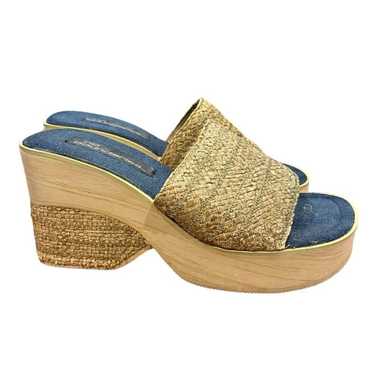 VINTAGE No Boundaries Platform Heel Slides Denim … - image 1