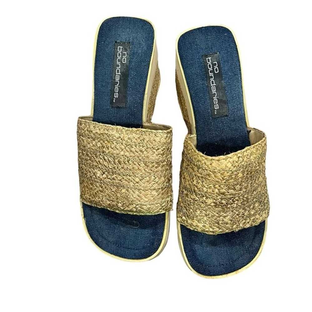 VINTAGE No Boundaries Platform Heel Slides Denim … - image 2