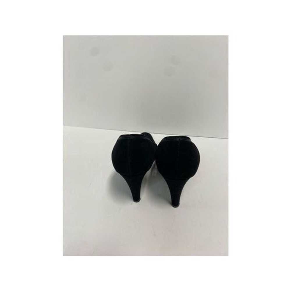 Black Leather Suede Scalloped Heel Size 7 - image 7