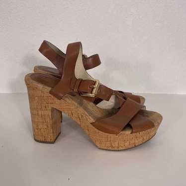 Michael Kors Brown Leather Cork High Heel Sandals