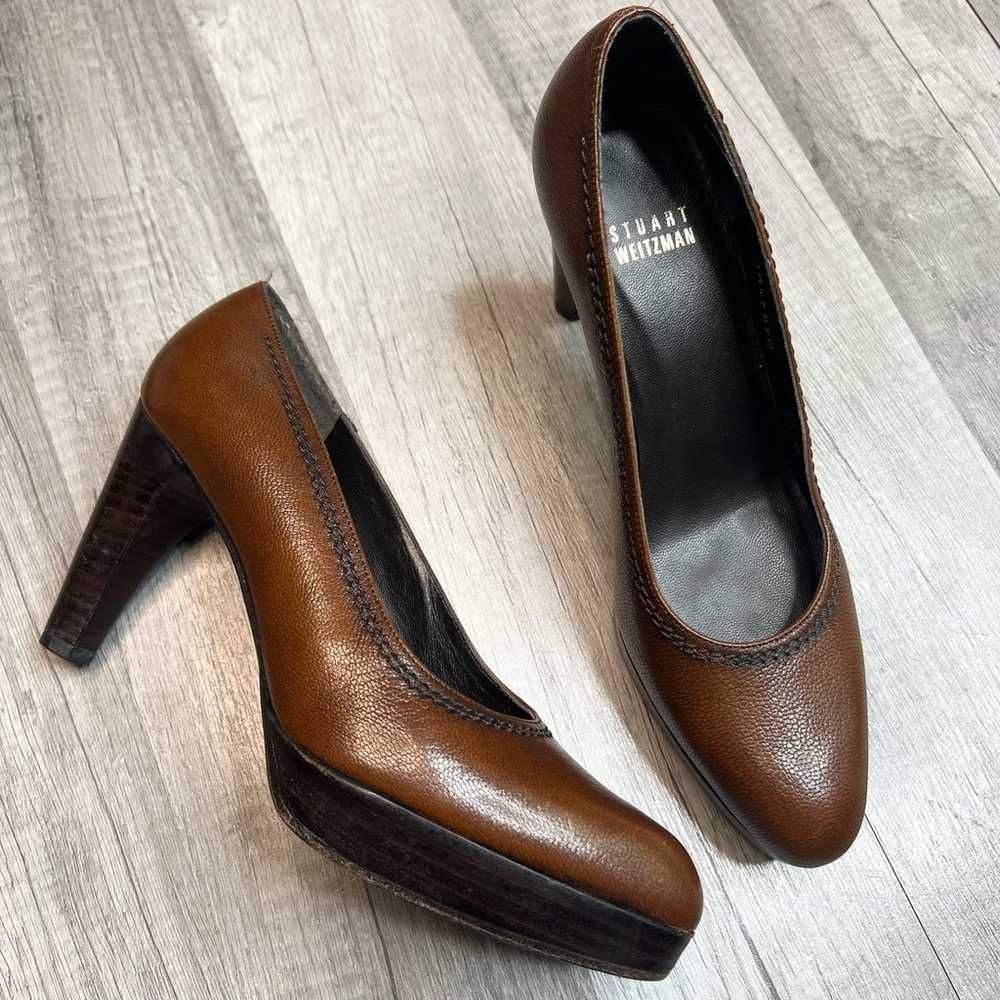 Stuart Weitzman Brown Leather Classic Pumps Size … - image 1