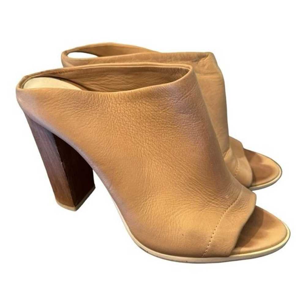 Vince Allison Peep-Toe Leather Mule Nude size 8 1… - image 1