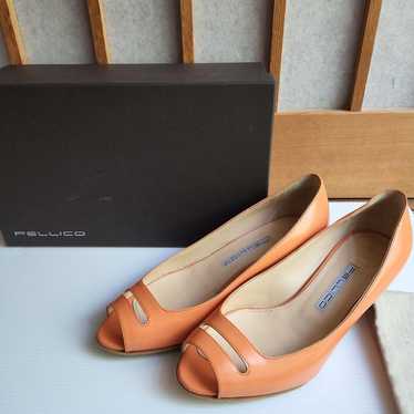 PERLICO PELLICO Orange Open Toe Pumps size 36 (equ