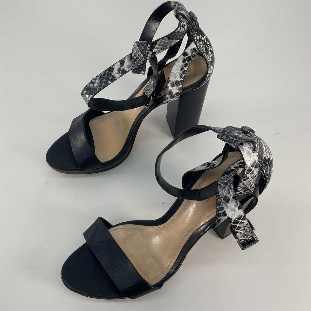 Schutz Black Gray Snake Print Leather Slingback H… - image 1