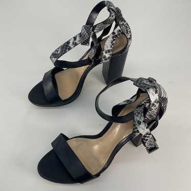 Schutz Black Gray Snake Print Leather Slingback H… - image 1