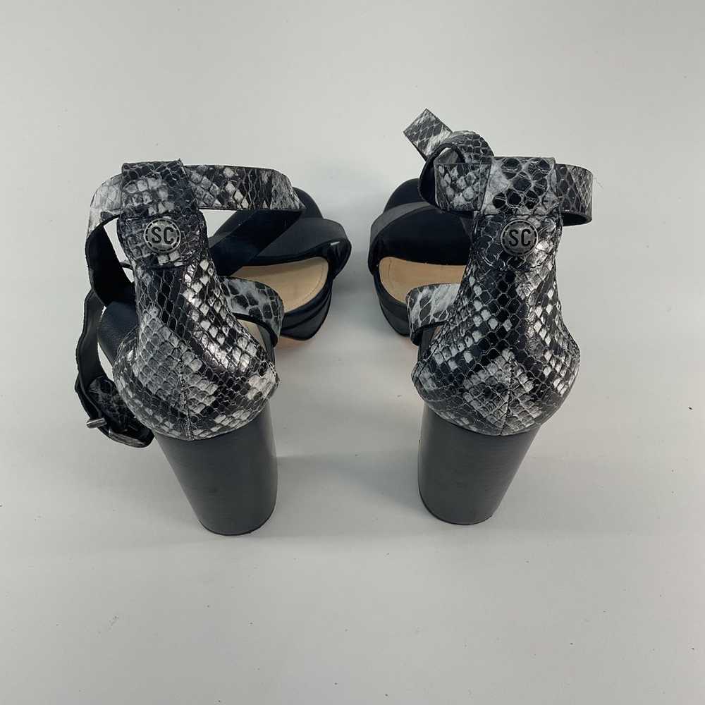 Schutz Black Gray Snake Print Leather Slingback H… - image 3