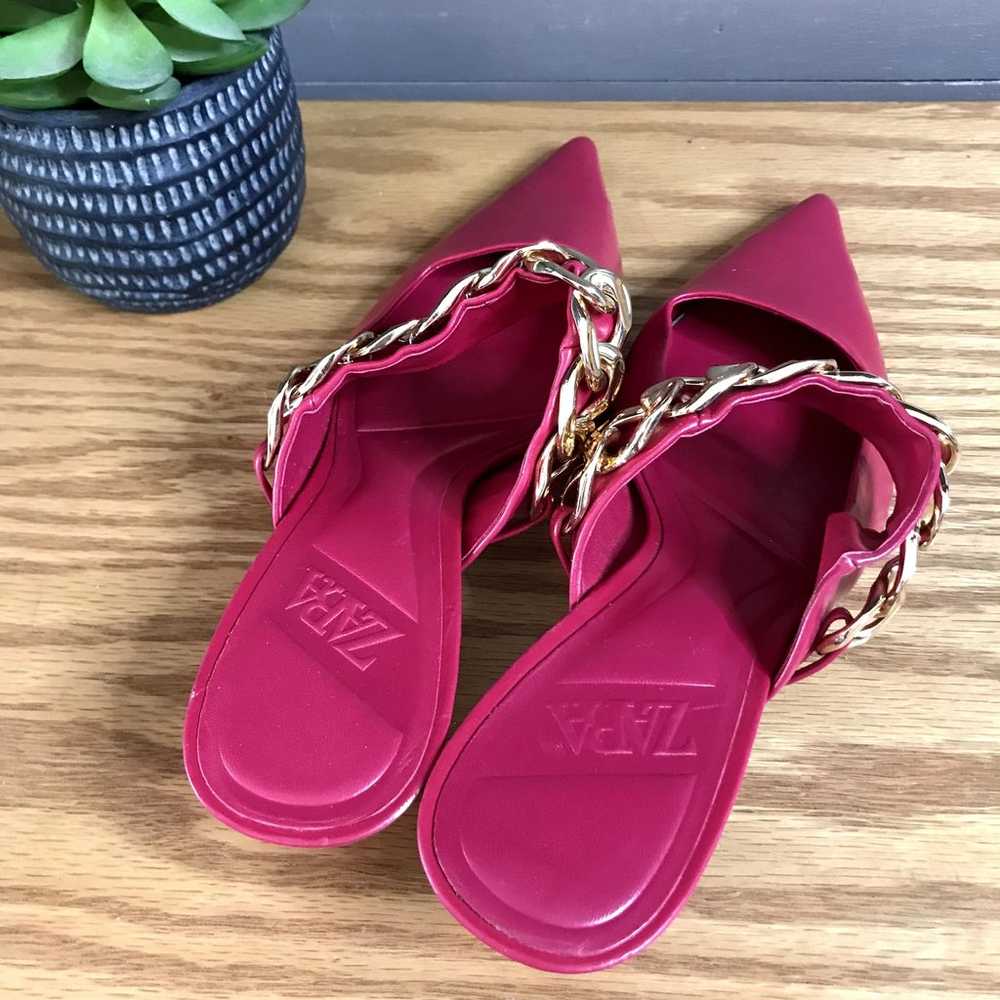 Zara Fuschia Pink Mules Gold Chain NEVER WORN Wom… - image 2