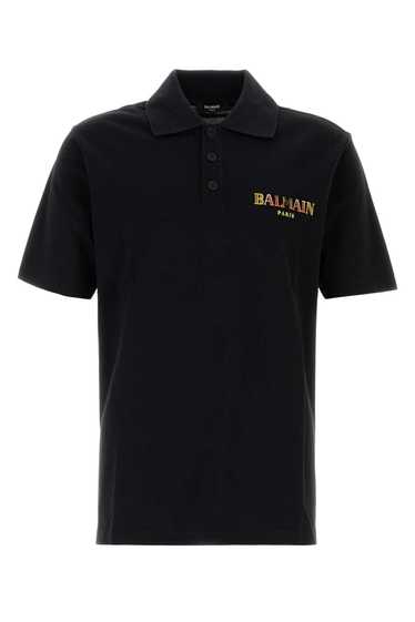 Balmain Black Piquet Polo Shirt