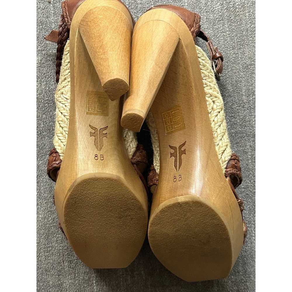 FRYE Leather Braided Platform Heels Wooden Size 8 - image 10