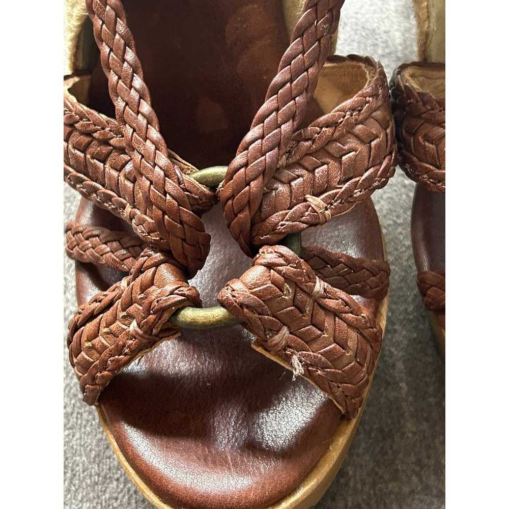 FRYE Leather Braided Platform Heels Wooden Size 8 - image 6