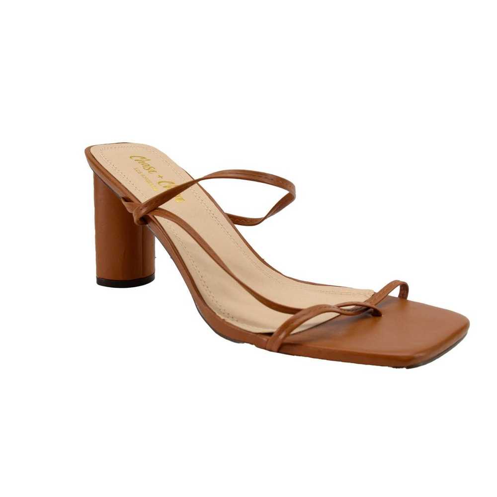 NEW Women's Chase & Chloe Brown Strap Chunky Heel… - image 1