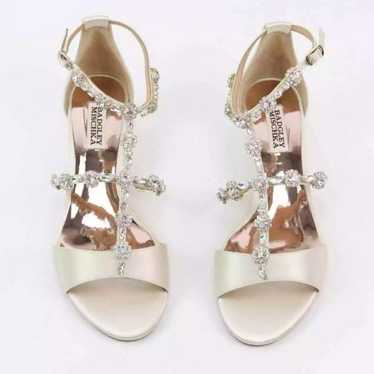 Badgley Mischka Jeweled Ivory Wedding Low Wedges