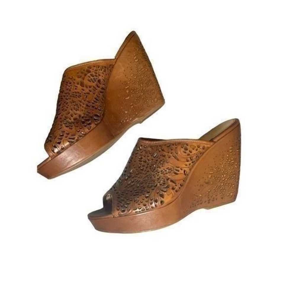 Isola wedge lazer cut cognac wedge sandals size 9… - image 2