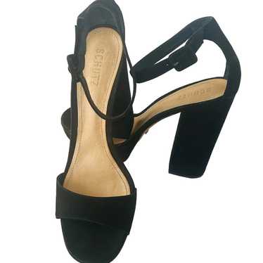 Schutz Platform Heels Size 10 Leather Sole Black … - image 1