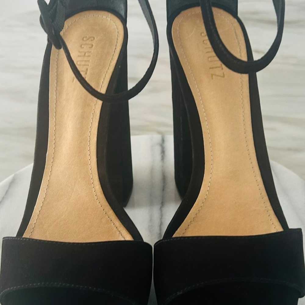 Schutz Platform Heels Size 10 Leather Sole Black … - image 4