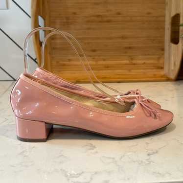 Topshop pink nude bow tie mid block heel round toe