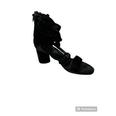 Jeffrey Campbell Black Velvet Strappy Zip Bow Faus