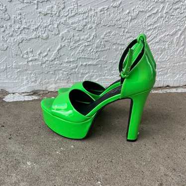 Patent green leather high heels, Vintage Escada sport green pumps, formal shoes, comfortable high heels, store size 40, 9.5