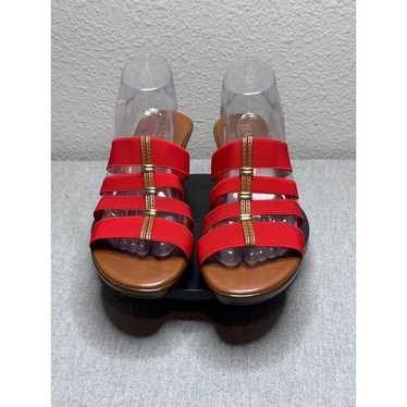 Italian Shoe Maker Clover 4-Band Wedge Sandal Red 